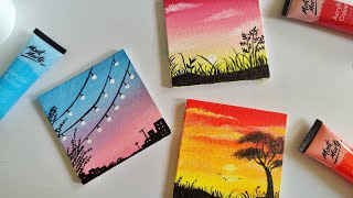 3 Paintings for beginners  3 mini canvas paintings  aesthetic paintings [upl. by Harim]