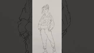 Casual Hoodie Girl Sketch youtubeshorts girlart viralvideo [upl. by Zetana885]