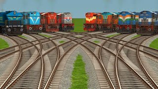 8 TRAINS 140KM HIGHT⤴️SPEED CROSSING BY  bumpy railroad tracks  railworks railroad simulator [upl. by Annadroj498]