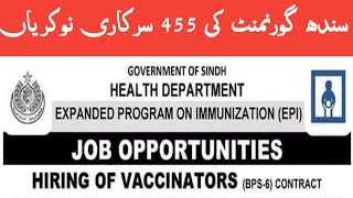 Sindh Govt vaccinators Jobs 2024  STS vaccinators Sindh government vacancy BPS 6 EPI Jobs [upl. by Trevorr]