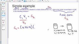 Chem 11 Unit 5 Dilution Calculations Solving for Final Concentration [upl. by Clorinda]