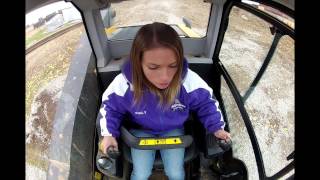 Beautiful Girl learning how to operate JCB 320T ECO Skid Loader [upl. by Heman]