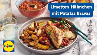 Hähnchen mit Patatas Bravas amp Mojo Rojo  35 Minuten  Lidl Kochen [upl. by Htenek729]