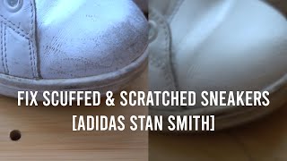 How to Remove Scuffs and Scratches from Leather Sneakers Stan Smith [upl. by Purcell]