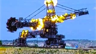 Giant Bucket Wheel Excavator gets blown up in spectacular demolition [upl. by Asaeret]