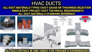 HVAC Duct l Type of Duct l Duct Materials l Duct Gauge amp Thickness l All Standards Details [upl. by Ailaht852]