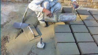 How To Make Cement Block Making Of Cement Block In Home With Concrete cement easily [upl. by Ahsemal]