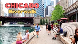 Chicago Riverwalk tour  Downtown Chicago Walking Tour 4K  Visit In The USA [upl. by Anawyt]