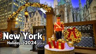 4k NYC Christmas Walk 2024  Cartier Light Show  Lotte New York Palace [upl. by Camile]