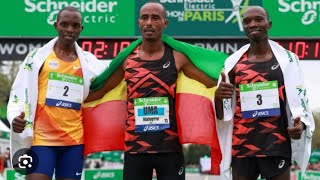 Uma mulugeta wons men race while Mestaut Fikir claimed Female race Paris marathon 2024 [upl. by Irrab]