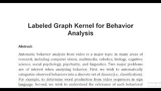 Labeled Graph Kernel for Behavior Analysis [upl. by Otrebire]