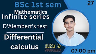 L27 BSc1st Semester MathematicsDifferential Calculus Unit 1l D Alemberts test [upl. by Timoteo]