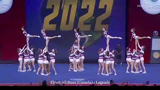 The Cheerleading Worlds Day 1  Flyers All Starz Canada  Legends [upl. by Aralk]