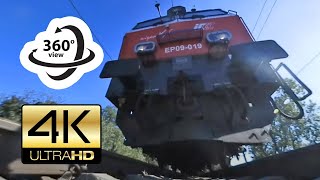 360° camera under EuroCity train Cracovia 4K Virtual Reality [upl. by Merta]