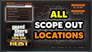 All Scope Out Locations Infiltration Escape and Compound Entry Points  GTA Cayo Perico Heist [upl. by Kinzer571]