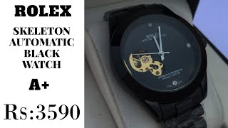 ROLEX skeleton automatic black watch full review by rover watches Watch in cheap price Rs [upl. by Eahcim776]