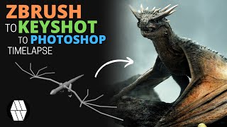 ZBrush to Keyshot to Photoshop Timelapse  HornTail Concept [upl. by Ferri]