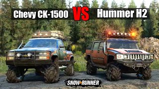 Snowrunner Hummer H2 vs Chevy CK1500 Stepside [upl. by Ena]