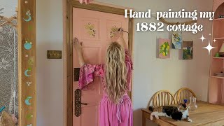 Handpainting my 1882 cottage 🎨 ✨ Folkinspired painting in my cottagecore home [upl. by Alios462]