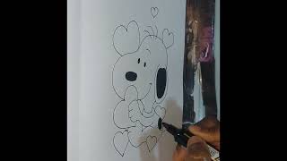 Step By Step Tutorial  How To Draw Snoopy In Love [upl. by Darrick]