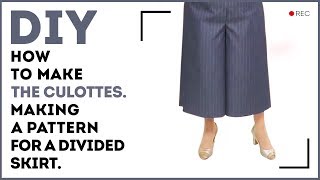 DIY How to make the culottes Making a pattern for a divided skirt Sewing tutorial [upl. by Ayirp]