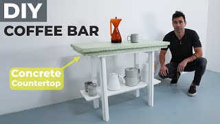 DIY Coffee Bar with CONCRETE COUNTERTOPS [upl. by Cyler]