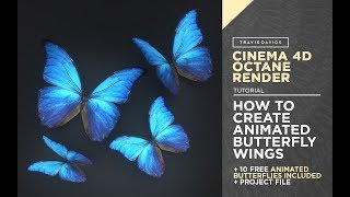 Cinema 4D and Octane Render  How To Create Animated Butterfly Wings [upl. by Kleinstein]