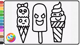 🍦 Ice cream Drawing Coloring and Painting for Beginners and Kids 🎨 [upl. by Ajan221]