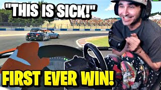 Summit1g Gets His FIRST WIN on iRacing with NEW Sim Racing Setup [upl. by Sallie501]