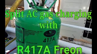 Split AC gas charging with R417A Freon  Hindi amp Urdu [upl. by Ahsuoj]