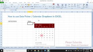 Learn How to Enable Date Picker or Calendar Drop Down in Excel [upl. by Ardied425]