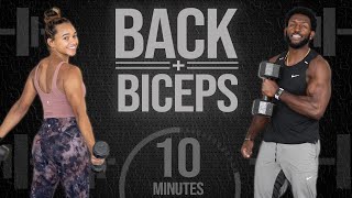 10 Minute Dumbbell Back amp Bicep Workout Strength Training [upl. by Farwell889]