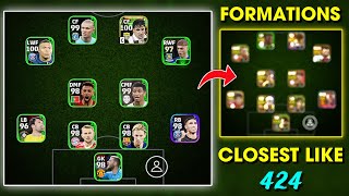 Closest Formations to 424 in eFootball 2024 mobile 😍  eFootball Best Formations [upl. by Enylhsa]