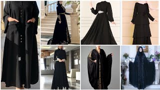 new modest black colour abaya design for eid  latest designer dubai abaya collection [upl. by Elletnuahc636]