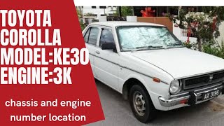 Toyota corolla KE30 Model 3K engine chassis and engine number location [upl. by Darren]