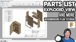 CABINET Exploded View Open Door View and Material Cut List Fusion 360 Woodworking Tutorial [upl. by Atsirk]