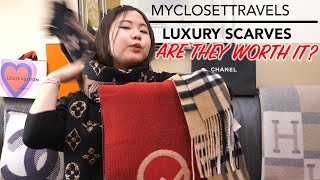 Luxury Scarves  Are They Worth It Feat CHANEL HERMES Louis Vuitton FENDI  myclosettravels [upl. by Esmond]