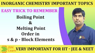 Easy Trick to Remember Boiling point and Melting point order in sblock and pblock Elements [upl. by Clemmie]