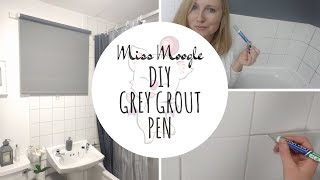 BUDGET BATHROOM MAKEOVER Grey Grout Restorer Pen  Refresh Old Tiles [upl. by Ulund]