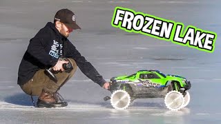 Traxxas Xmaxx 8S Saw Blade Wheels on Frozen Lake [upl. by Candida]