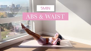 5MIN Ab amp Waist Pilates  daily express tone amp sculpt  beginner friendly  verbal cues [upl. by Damek]