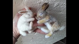 DIY Sleeping needle felting Wild Bunny Rabbit  The Wishing Shed asmr [upl. by Hsekin968]