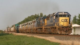 CSX Q638 funeral train 82912 7 KCS SD402s including one quotghostquot unit at Montrose Illinois [upl. by Garlanda]