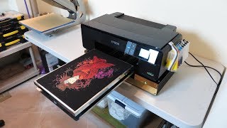 Epson P600 Nikko DTG Printing On Black TShirt [upl. by Tesil]