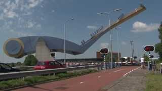 BIG ART DRAWBRIDGE IN THE NETHERLANDS  Slauerhoffbrug Leeuwarden  Friesland [upl. by Alanah]