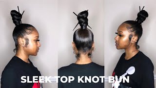 HOW TO TOP KNOT BUN USING BRAIDING HAIR [upl. by Surazal]