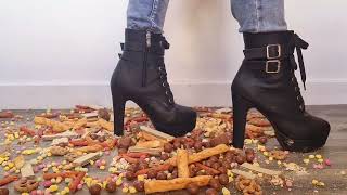 Crunchy ASMR in high heel boots  Food crushing amp ASMR [upl. by Nimocks374]