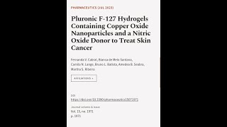 Pluronic F127 Hydrogels Containing Copper Oxide Nanoparticles and a Nitric Oxide Don  RTCLTV [upl. by Eromle145]