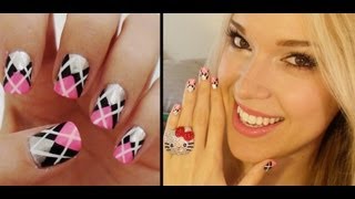 Easy Argyle Print Nails [upl. by Joelie]