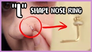 HOW TO PUT IN AN L SHAPE NOSE RING  ALSO HOW TO REMOVE AN L SHAPE NOSE RING [upl. by Ammann842]